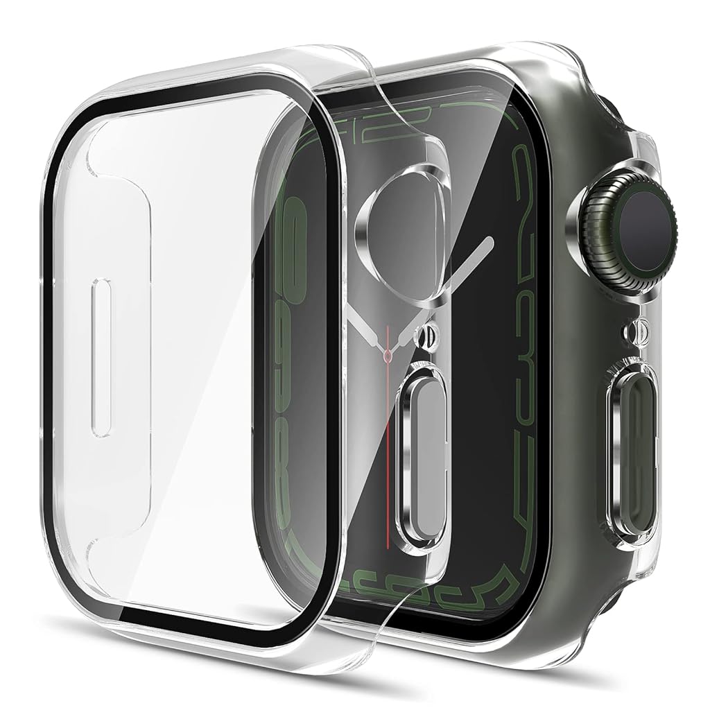 ZORBES® Hard PC Case with Tempered Glass Screen Protector Compatible with Apple Watch Series 7/8 41mm,Ultra-Thin Scratch Resistant Overall Protective Cover for iWatch S7 S8,Transparent