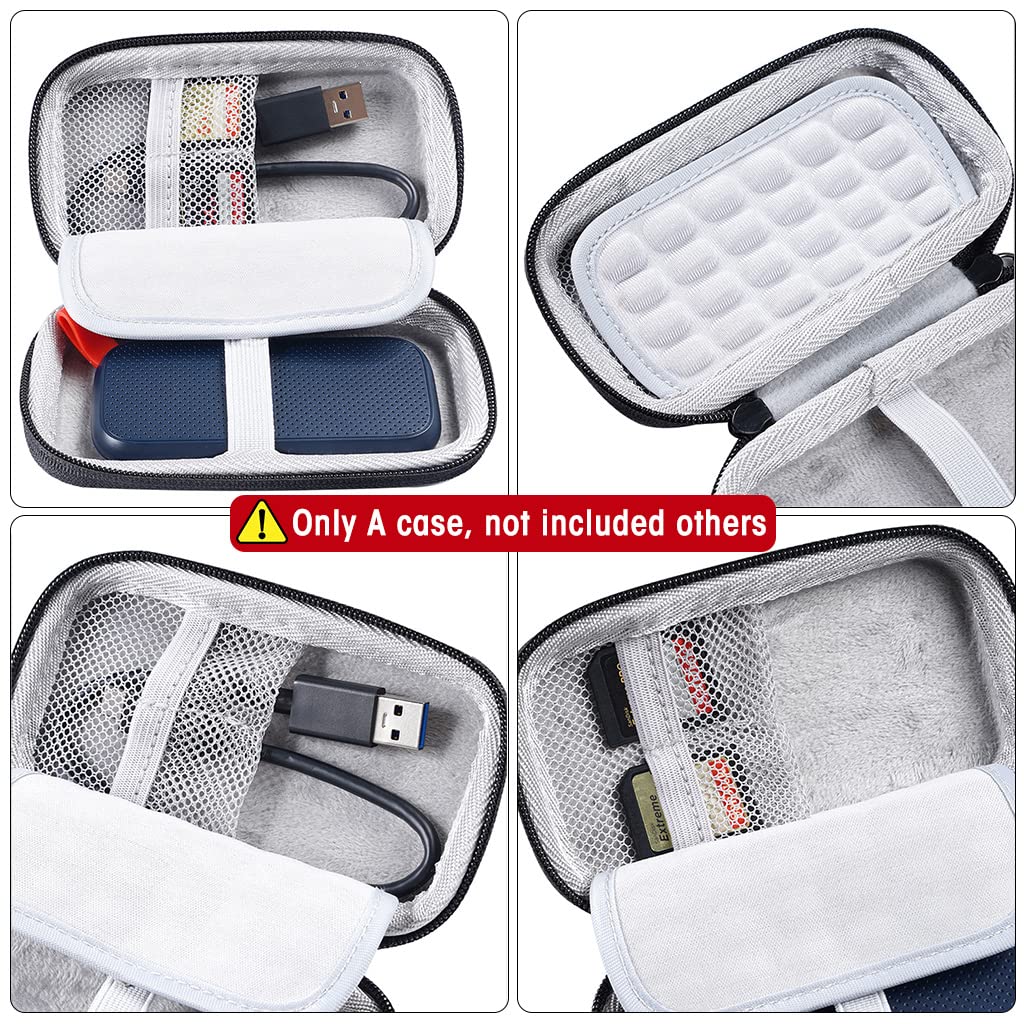 Verilux® Hard Carrying Case Storage Bag for SanDisk 480GB 1TB 2TB 4TB Extreme Pro Portable SSD SDSSDE30 / SDSSDE81 Solid State Drive EVA Shockproof Water Repellent Protective Storage Travel Bag - verilux