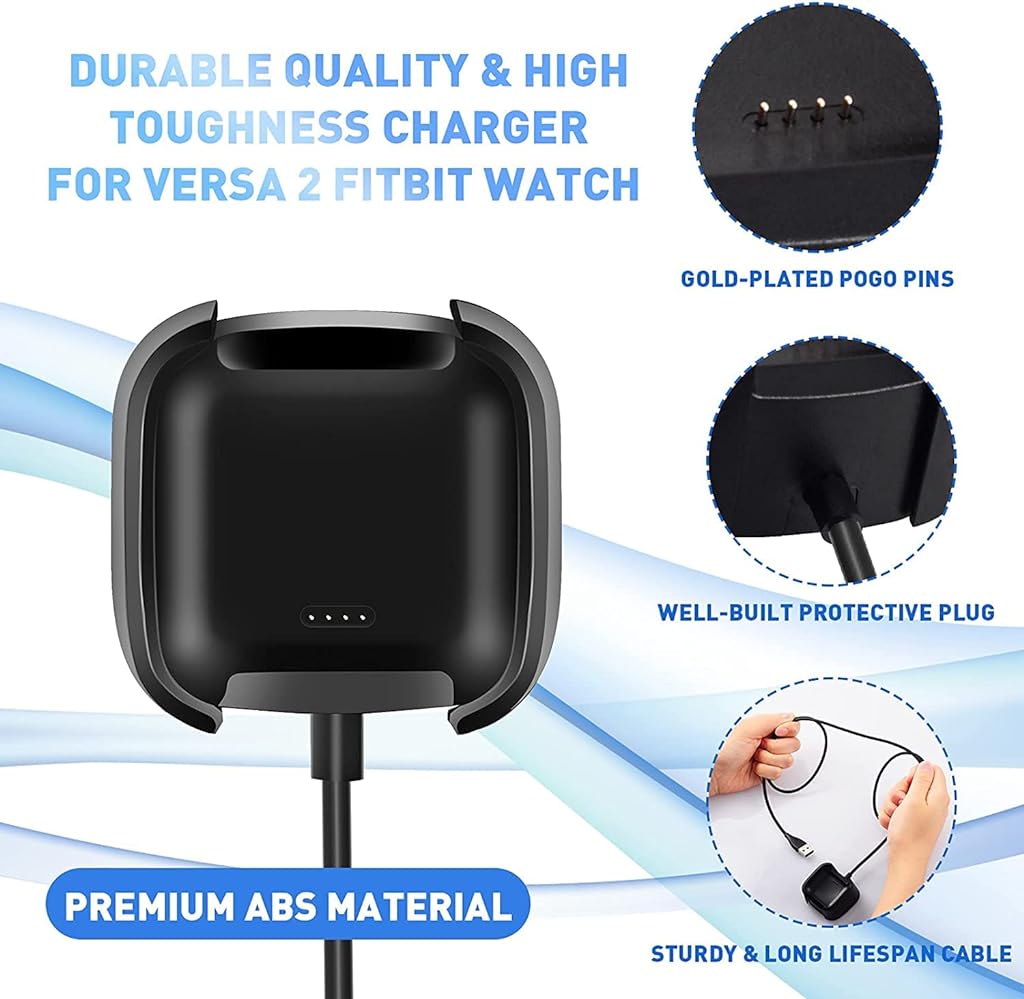 ZORBES® USB Charger for Fitbit Versa 2 Smart Watch Charger Fitbit Versa 2 Charger Charging Dock Stand with USB Cable - verilux