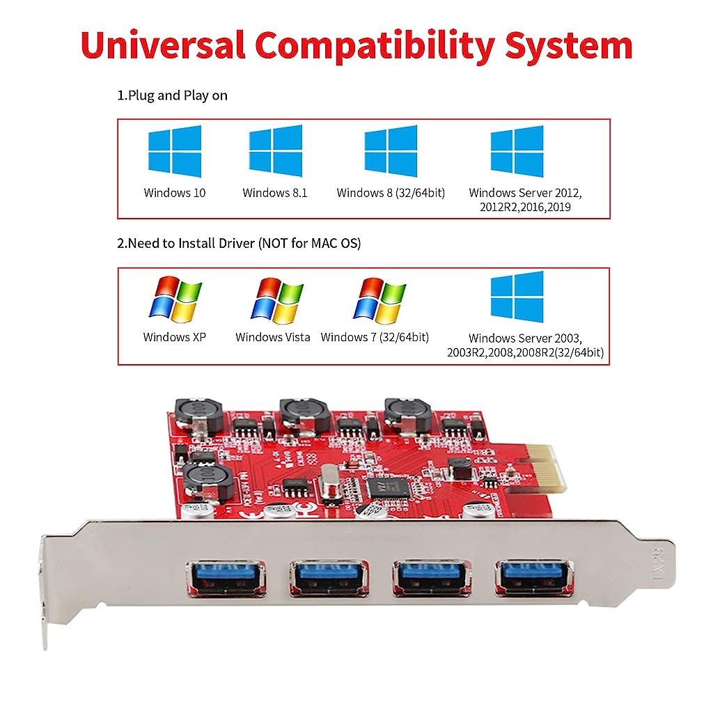 4 Ports USB 3.0 HUB PCI Express (PCIe) Expansion Card