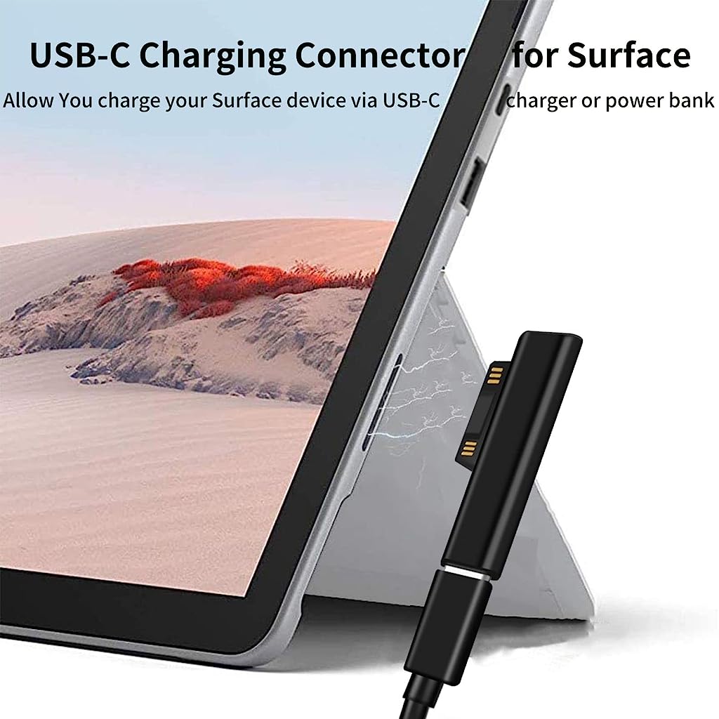 Verilux USB C to Surface Charging Connector, PD Adapter 45W Fast Charging Converter Compatible for Microsoft Surface Pro X/8/7/6/5/4/3 Go 1/2 Surface Laptop 4/3/2/1 (1 Pack, Connector Only) - verilux