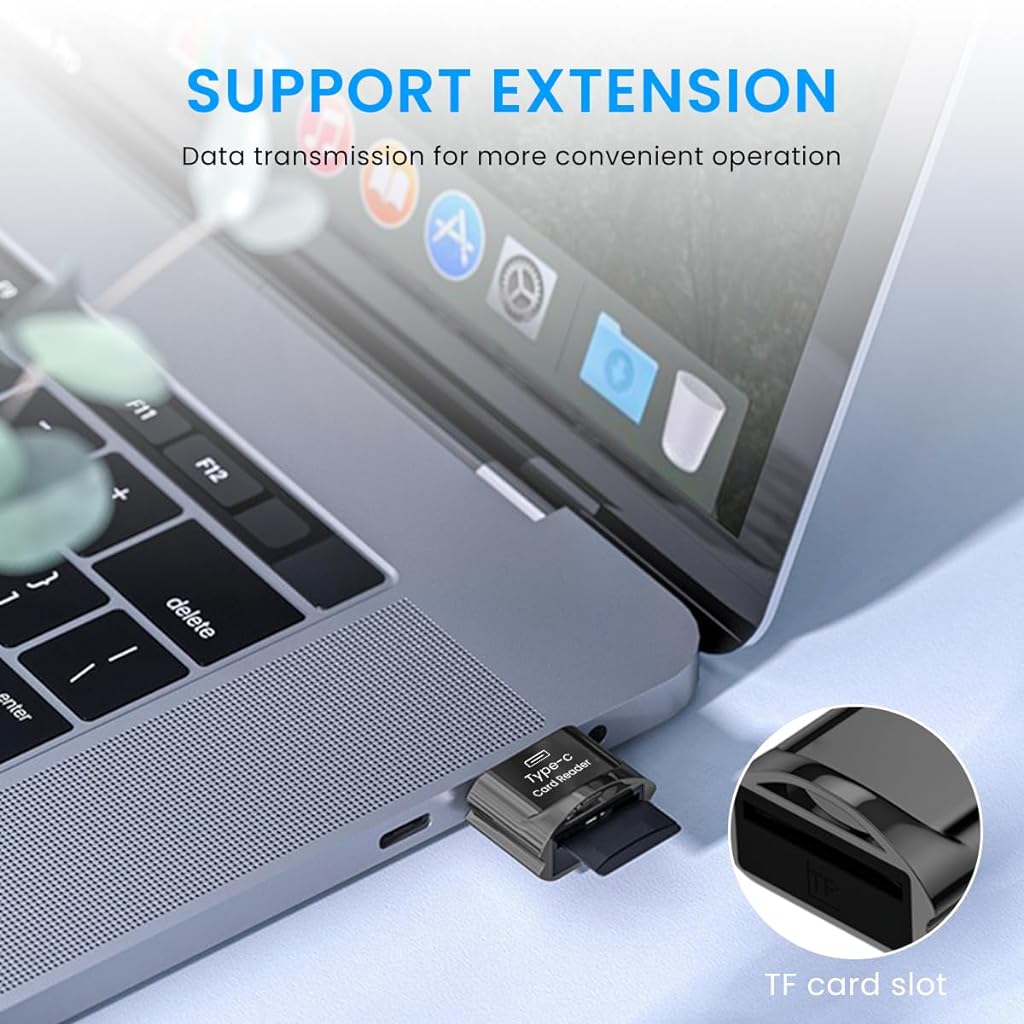 Verilux® TF Card Reader Type C Micro TF Card Reader PortableTF Card Reader with Keychain USB C to Micro SD SDHC SDXC OTG Memory Reader, Compatible with Phone with OTG Function, Instant TF Card Reader - verilux