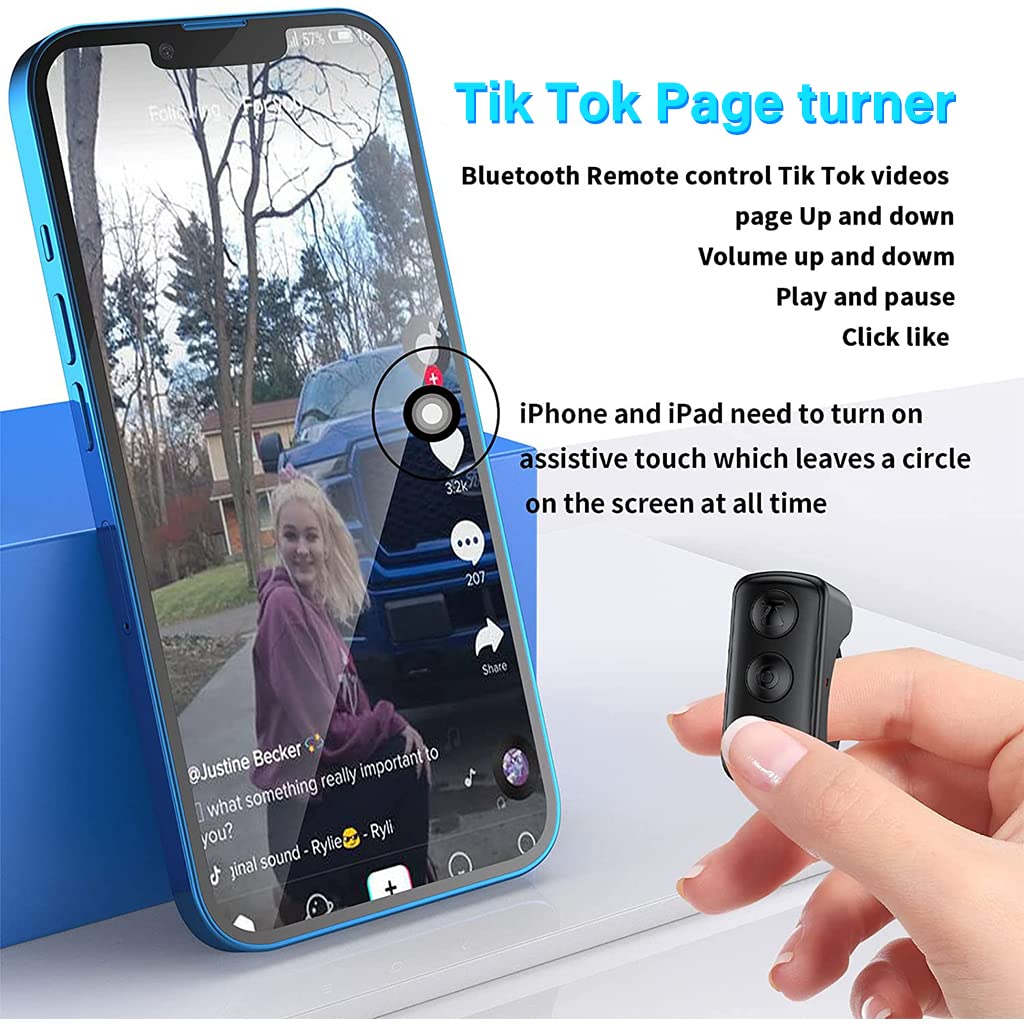 ZORBES® TIK Tok Bluetooth Remote for Mobile Camera, Tiktok Page Turner Rechargeable with Charging Case for iOS/Android, Buletooth Remote Shutter for Clicking Pics, Photo Click Remote