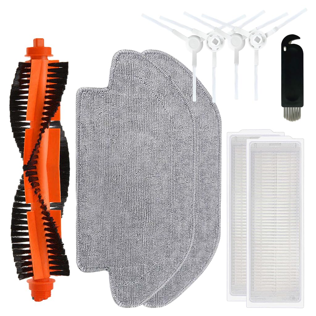 Verilux® Accessories Kit for Mi Robotic Vacuum-Mop P 1 Main Brush, 2 Filters, 4 Bristle Brush, 2 Mop Cloth, 1 Cleaning Brush Replacement Parts Compatible with Mi Robotic Vacuum-Mop P - verilux