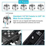 ZORBES® Camera Tripod Adapter, 26Pack Camera Screw Mount Set 1/4 to 1/4 Tripod Screw, 1/4 to 3/8 Camera Mount Adapter, Hot Shoe Adapter, Tripod Mount Adapter Set for Tripod/Monopod/Quick Release Plate