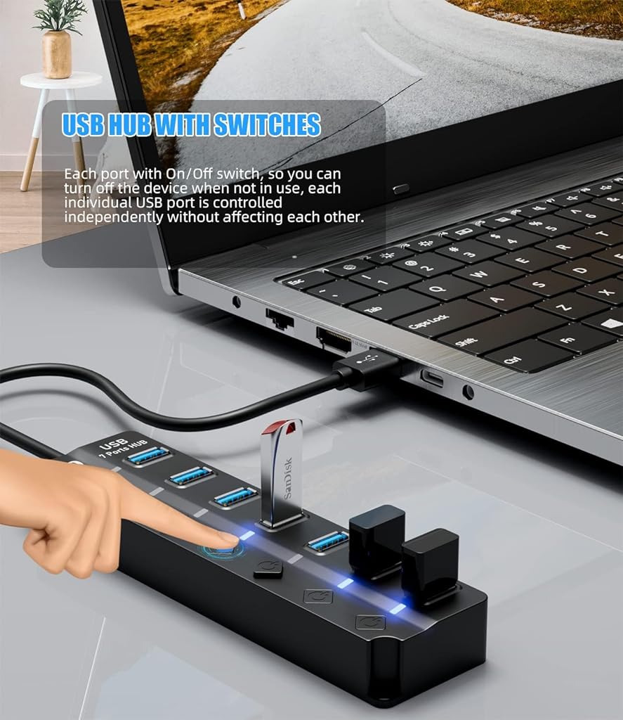 Aluminum 7 In 1 USB Hub USB C Hub With USB 3.0 - Foto 8