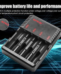 Verilux 3.7V 4.2V Rechargeable Battery Charger 18650 Battery Charger with LED Indicator 4 Bay Lithium-Ion Battery Charger 26650/22650/18650/17670/18490/17500/17335/16340(RCR123)/14500/10400 Charging