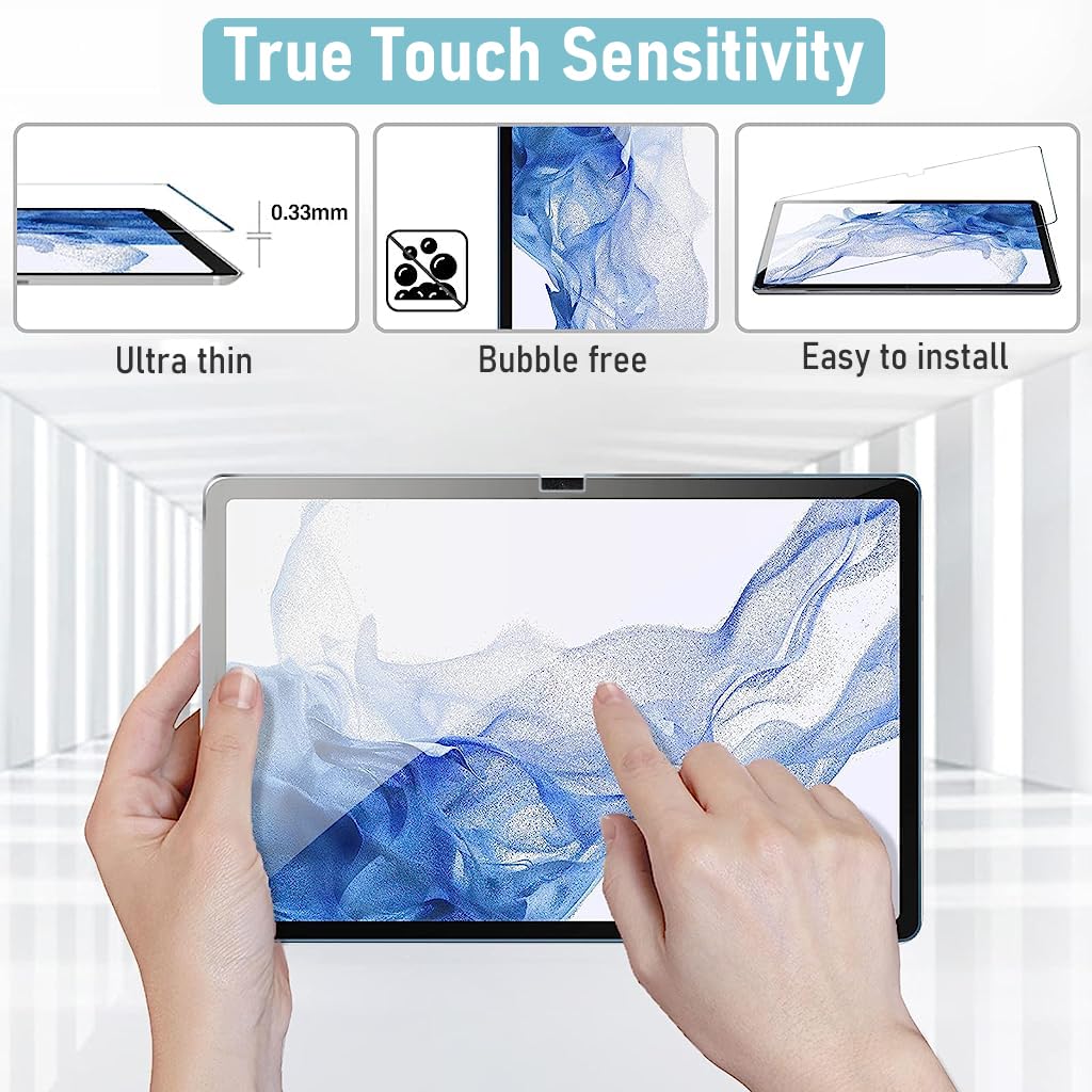 ZORBES® 2 Pack Tempered Glass Screen Protector HD Anti-glare Screen Film Guard for Samsung Galaxy Tab S8 Plus 2022 / Tab S7 FE 2021 / Tab S7 Plus 2020 Release SM-T970 SM-T975 SM-T976, 12.4 Inch - verilux