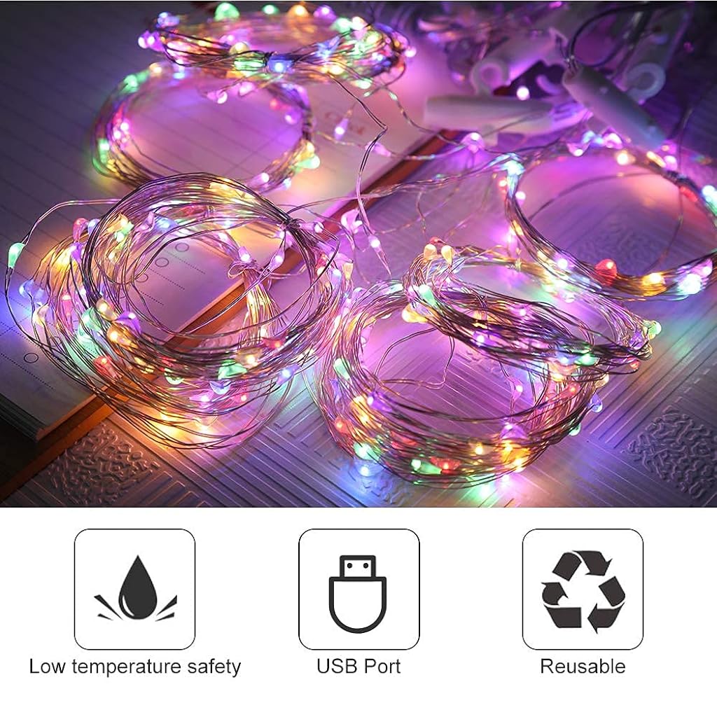 Verilux® 280pcs LED Curtain Lights Colorful 3 x 2.8M, Remote Control 8 Light Modes with USB Power Supply Lights for Decoration-Multicolor - verilux