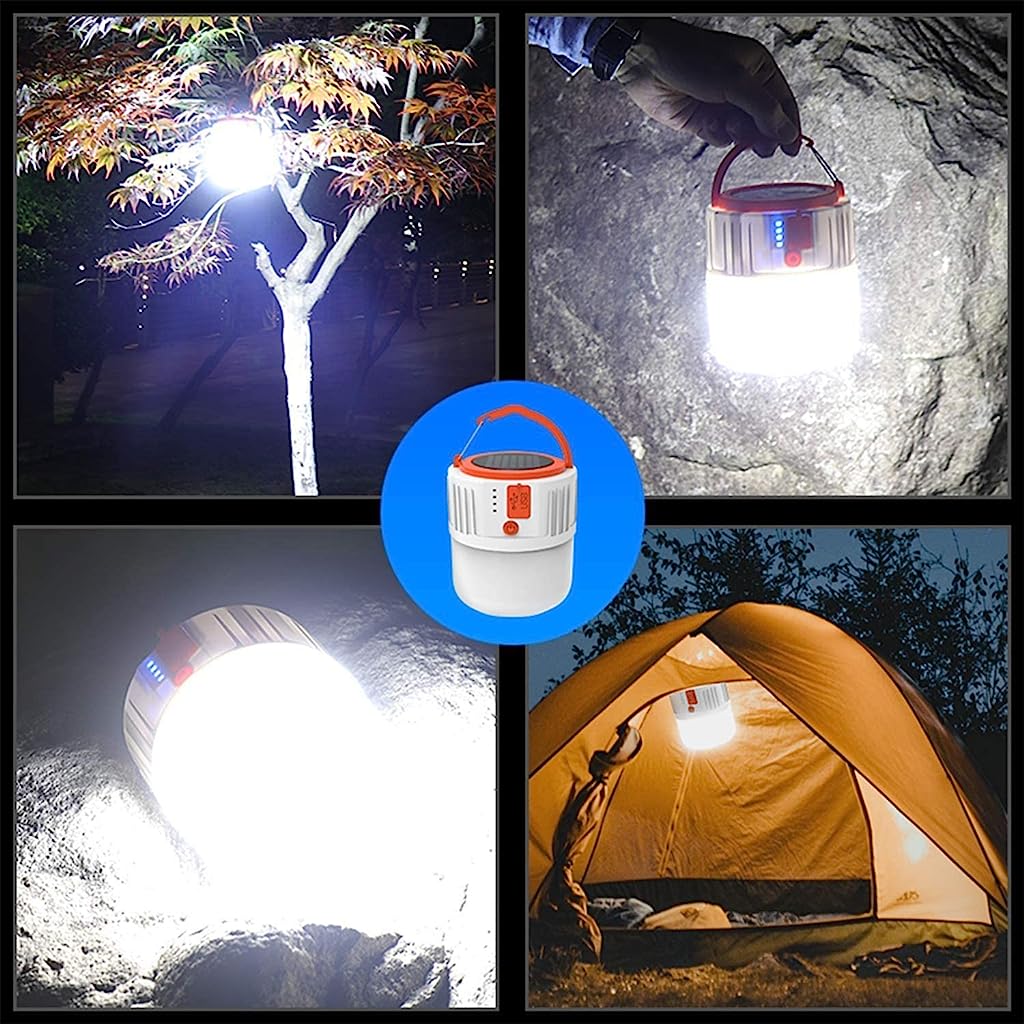 Verilux Emergency Lights Rechargeable 2400mAh Power Bank Solar Light for Home Remote 5 Light Mode with 360-Degree Lighting USB Rechargeable Camp Tent Light with Hanging Hook for Office Home Workshop Warehouse