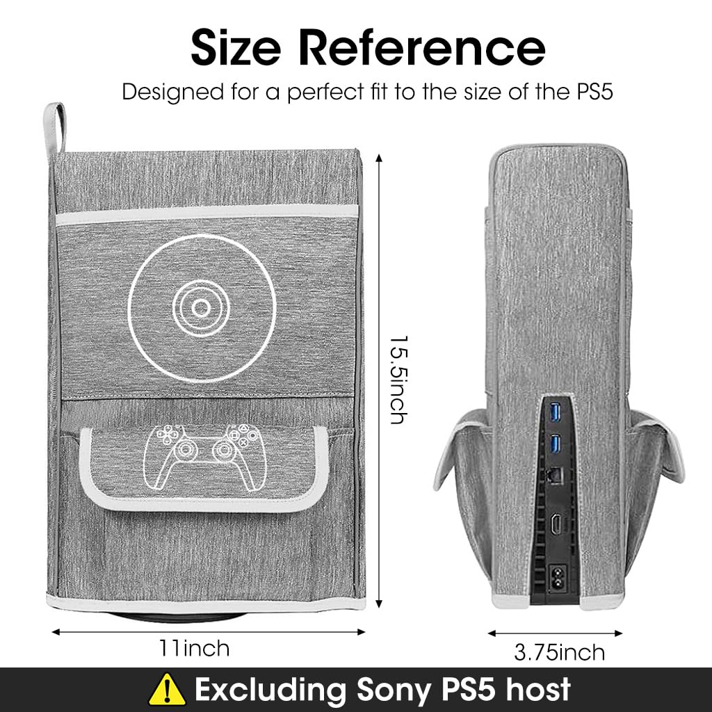 ZORBES® Nylon Dustproof Cover for PS5 Sony Playstation 5 Console Cover 2 in 1 Dustproof Cover with Game Controller Pocket Multi Pocket Cover for PS5