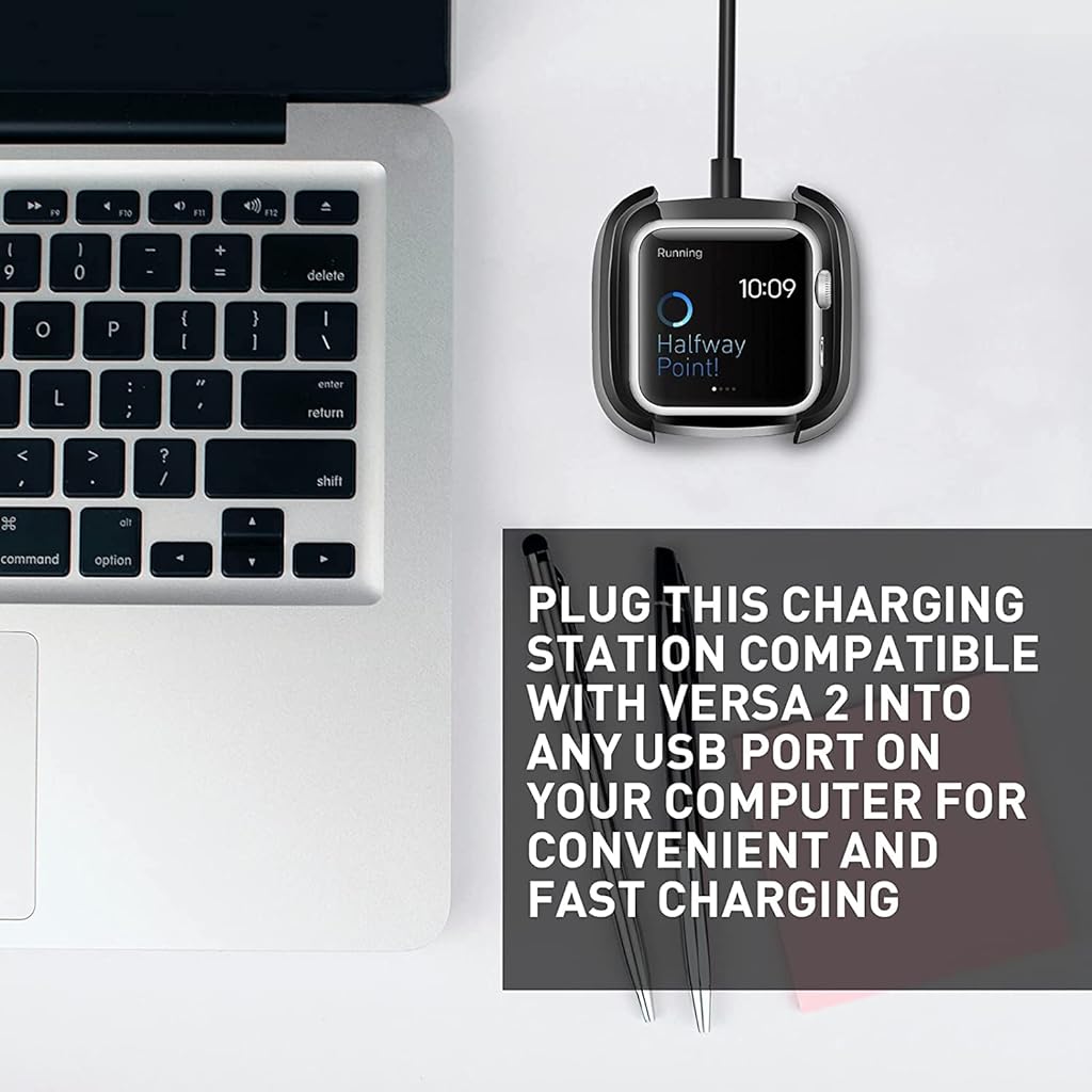 ZORBES® USB Charger for Fitbit Versa 2 Smart Watch Charger Fitbit Versa 2 Charger Charging Dock Stand with USB Cable - verilux