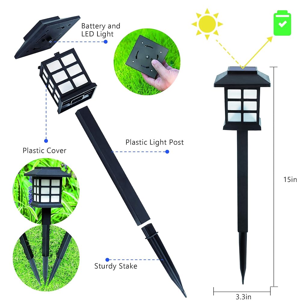 Verilux® Solar Light for Home Decoration 2 Pack IP44 Night Lamp Solar Path Lights Outdoor Solar Pathway LED Outdoor Waterproof for Garden, Patio, Yard, Landscape,Walkway and Driveway Warm White - verilux