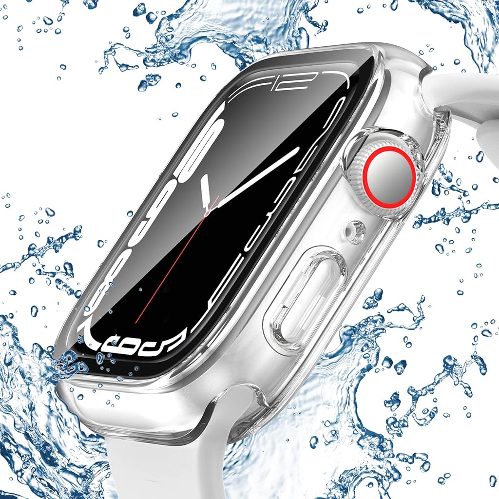 ZORBES® Waterproof Hard Case with Tempered Glass Screen Protector for Apple Watch Series 7 (45mm)-Clear - verilux