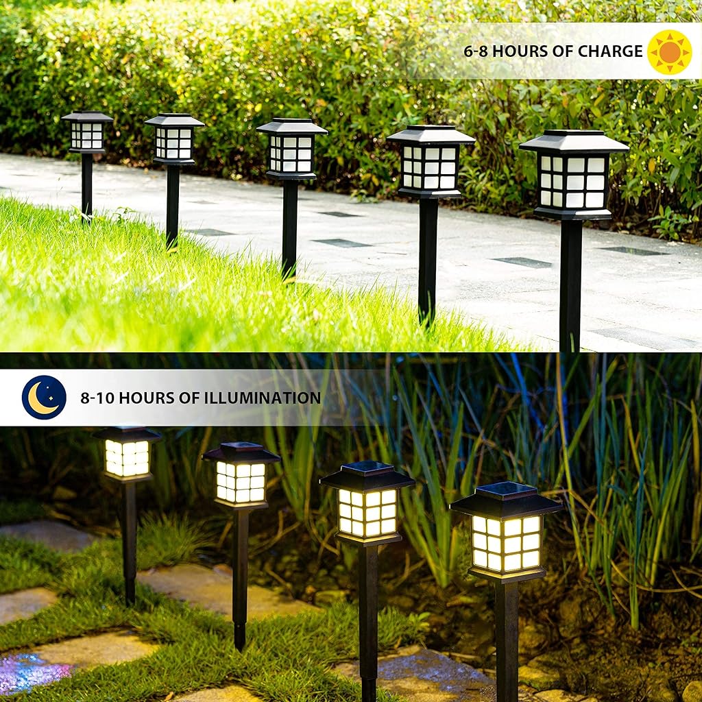 Verilux® Solar Light for Home Decoration 2 Pack IP44 Night Lamp Solar Path Lights Outdoor Solar Pathway LED Outdoor Waterproof for Garden, Patio, Yard, Landscape,Walkway and Driveway Warm White - verilux