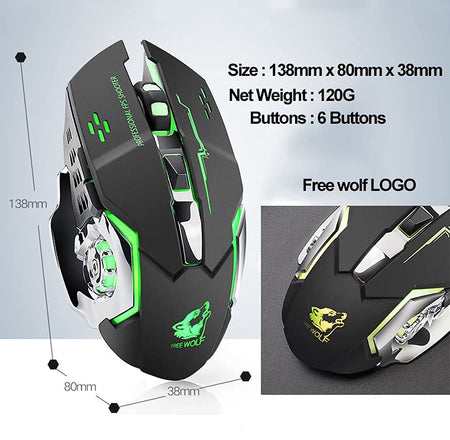 RGB Multi-Colour 3200DPI Wired Mute Gaming Mouse - Balck