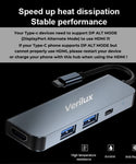 4 in 1 Portable Aluminum Type C Hub with 4K@30Hz HDMI, USB 2.0/3.0 Ports