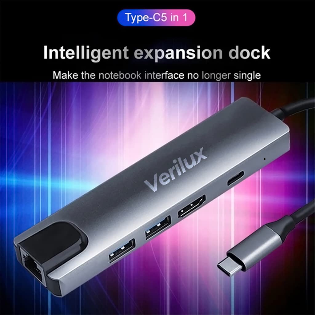 USB C Hub 5 in 1 USB C HUB with 4K HDMI - verilux