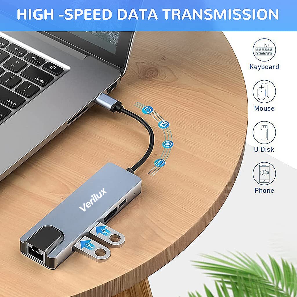 USB C Hub 5 in 1 USB C HUB with 4K HDMI - verilux