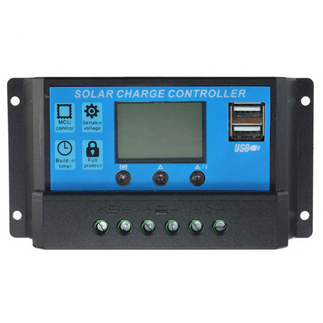 Verilux ABS 30A 12V 24V Solar Panel Charger Controller Battery Regulator Dual USB LCD Display (Blue)