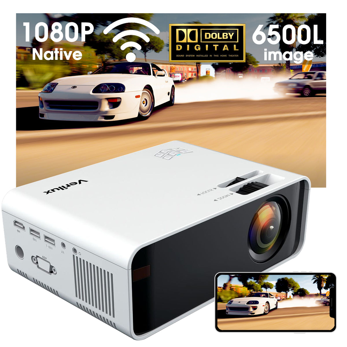1080P WiFi Projector for Home