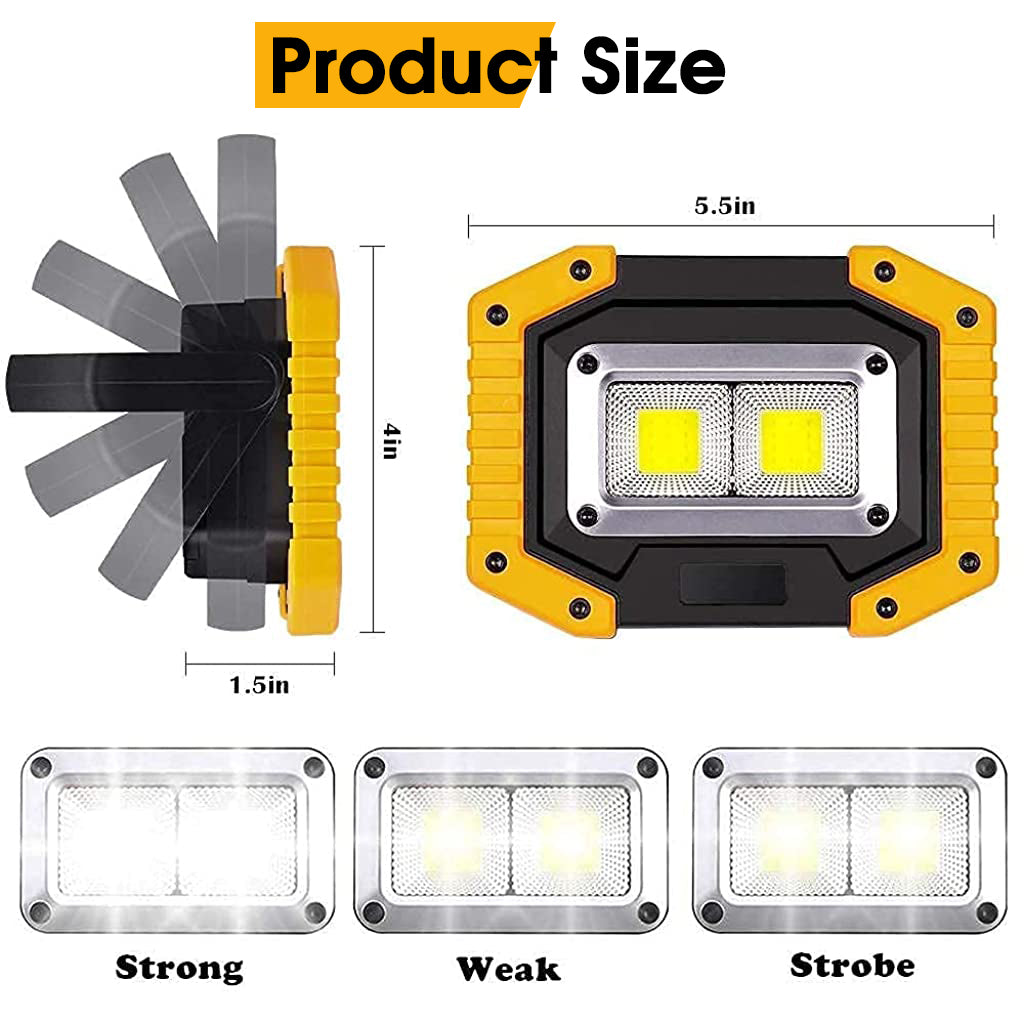 Verilux Emergency Lights Rechargeable led 2400mAh Outdoor Lights Waterproof IP65 2000LM COB Panel Lights for Ceiling Lights Led Lighting Camp Tent Light with Handle for Camping