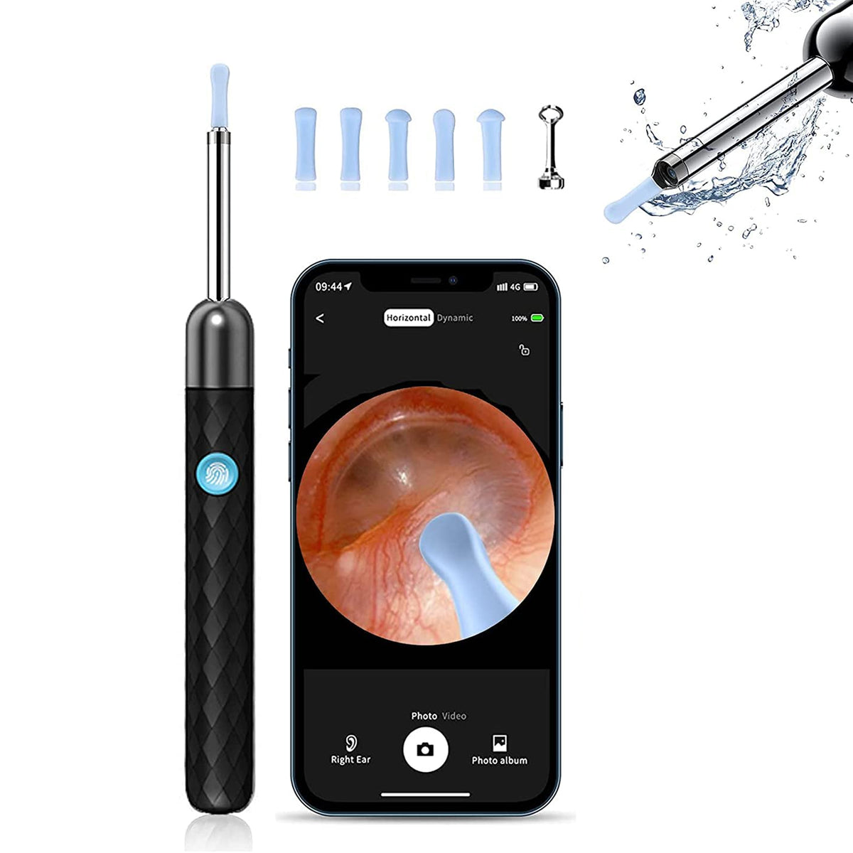 Verilux Ear Wax Remover Tool Kit Camera 6-Axis Gyroscope Ear Cleaner Tool with 6 Ear Spoons & 1 Acne Pin Ear Wax Cleaner Machine 1080P 4mm Otoscope Lens Ear Camera Cleaner for Cleaning Spade - verilux