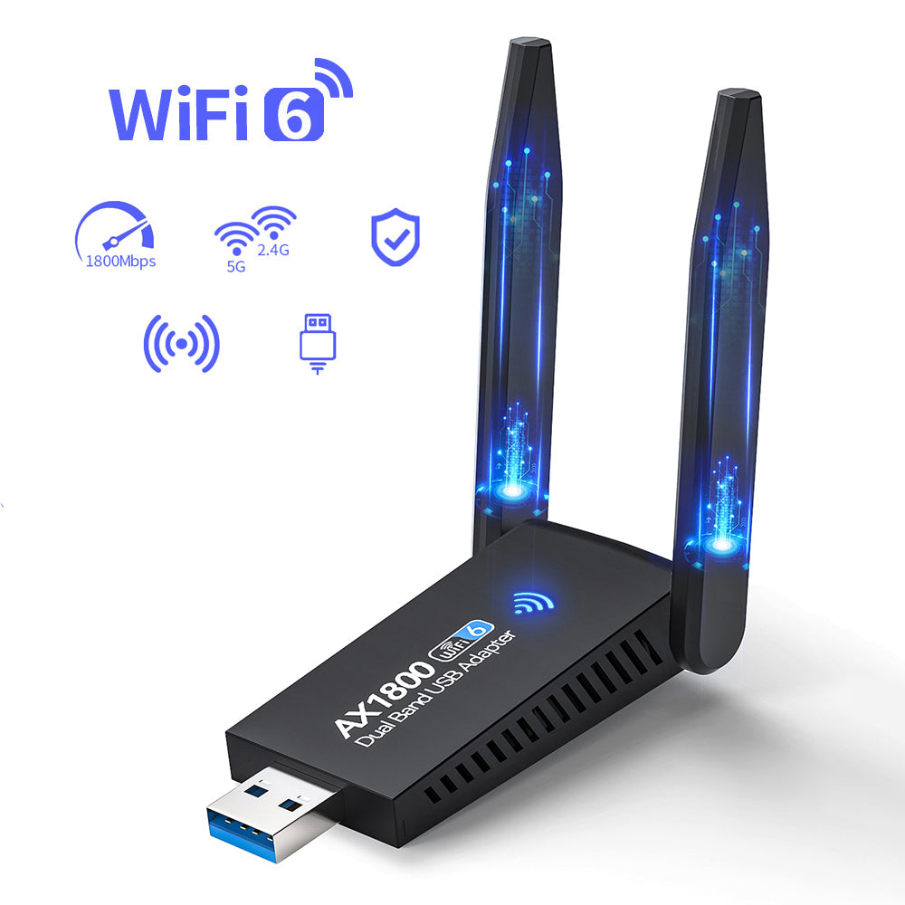 Verilux USB WiFi 6 Adapter for PC, AX1800 USB 3.0 Dual Band 5Ghz/2.4Ghz, High Gain 802.11ax Wireless Network Adapter for PC Desktop, Laptop, Supports Windows 11/10/7