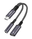 Verilux USB C to 3.5mm Jack Audio Adapter, 2 in 1 USB Type C to Aux Audio Jack with PD 60W Fast Charging Cable Cord Compatible with Galaxy S22 S21 Ultra 5G S20 S20+ Plus Note 20, More Type C Devices