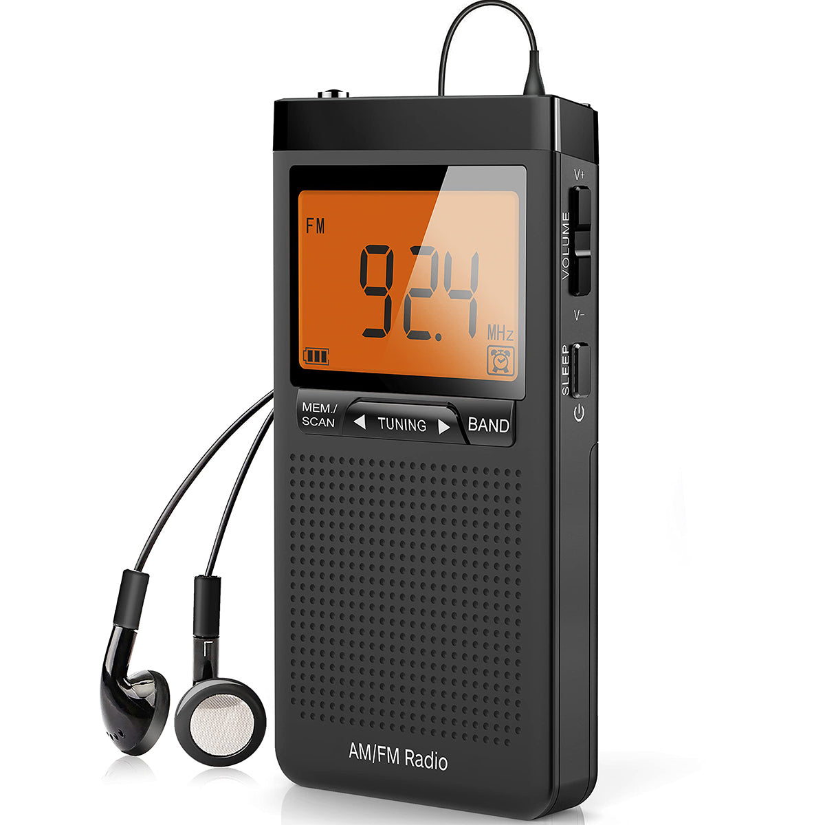 Verilux Portable Radio Personal Radio, Pocket Transistor Radio Pocket Walkman Radio Music Player Battery Operated by 2AAA Batteries, Rechargeable Mini AM FM Radio with LCD Display for Walking Running