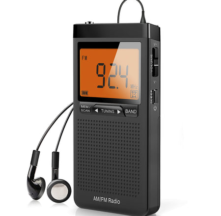 Verilux Portable Radio Personal Radio, Pocket Transistor Radio Pocket Walkman Radio Music Player Battery Operated by 2AAA Batteries, Rechargeable Mini AM FM Radio with LCD Display for Walking Running