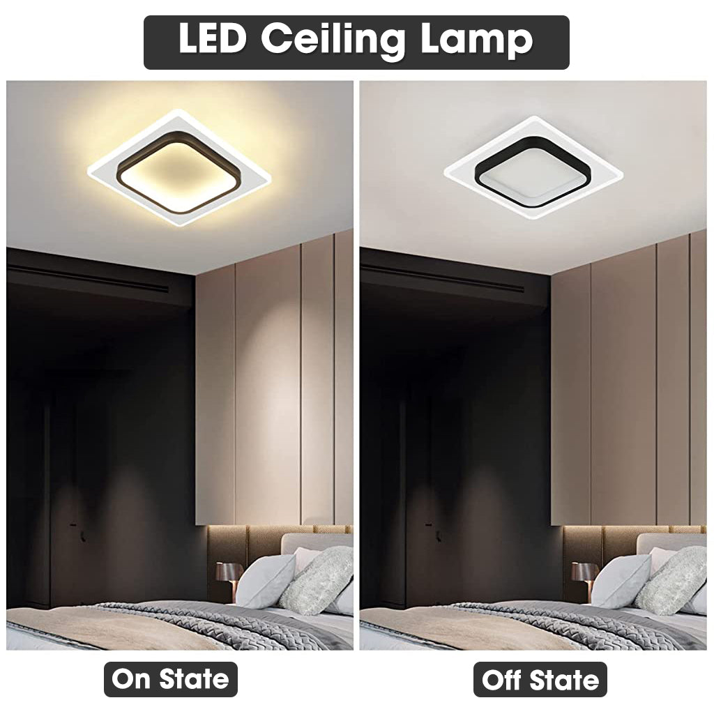 Verilux 24 * 24cm LED Ceiling Light for 3-8 Square Meter, 24W LED Ceiling Light for Hallway, 3000K LED Warm Light Modern Acrylic Square Interior Light