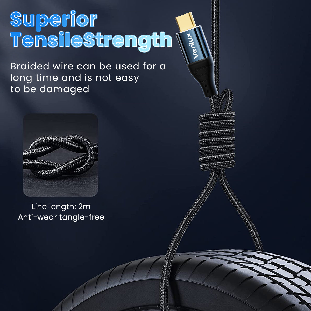 Type C Cable Fast Charging 240W 6.6Ft/2M