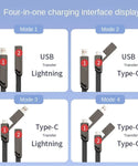 Verilux 4 in 1 Charging Cable USB A Type C to Type C Light-ning 100W Fast Charging Cable Nylon Braided for iOS/ Android Compatible with iPhone, iPad, Samsung Galaxy, Huawei, PC, HTC, OnePlus - 1.5M