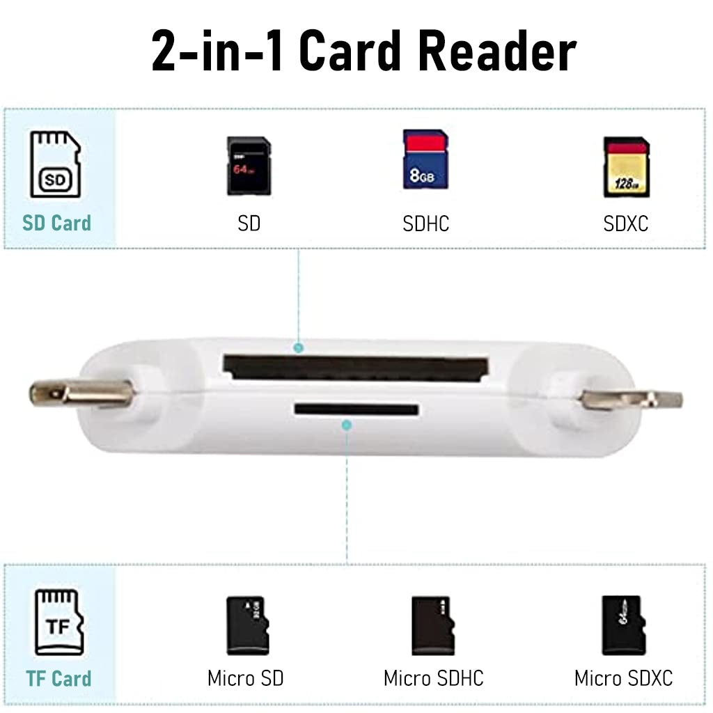 Verilux SD Card Reader 3 in 1 Micro SD Card Reader with Light-ning, USB A, Type-C Interface, OTG Card Reader with Magnetic Cap Memory Card Reader Compatible with iPhone, iPad, MacBook, PC, Tablet - verilux