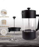 Verilux French Press Coffee Maker 600ML 3 Part Superior Filtration German Heat-Resistant Borosilicate Glass Coffee Maker with 304 Stainless Steel Rust-Free Dishwasher Safe