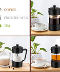 Verilux French Press Coffee Maker 600ML 3 Part Superior Filtration German Heat-Resistant Borosilicate Glass Coffee Maker with 304 Stainless Steel Rust-Free Dishwasher Safe