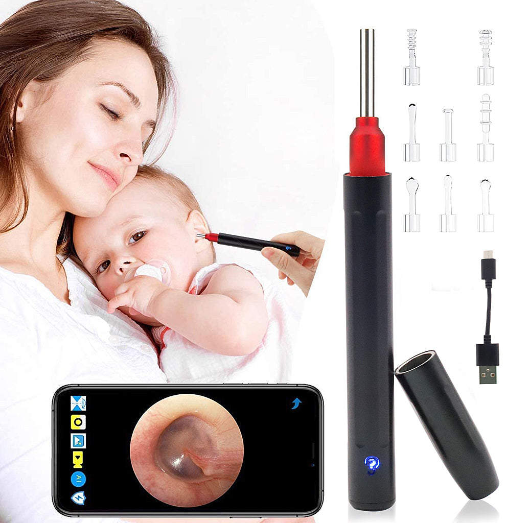 Verilux Ear Wax Remover Tool kit, 9pcs Ear Cleaner Kit 1296P FHD Endoscope Camera with 3.9mm Lens Visual 6 LED Lights for iPhone Android Smart Phones