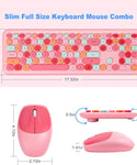 Verilux Wireless Keyboard and Mouse Combo, Slim 2.4G USB Full Size Wireless Mouse , Keyboard Combo and Cleaning Brush Cute 110 Keys Keyboard for PC, Notebook, MacBook, Tablet - Black (Pink)