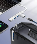 Verilux USB C Hub, 4-Port USB Hub 3.0 with USB OTG, High Speed Aluminum Type C Hub Compatible for PC, MacBook, Mac Pro, Mac Mini, iMac, Surface Pro, XPS, PC, Flash Drive