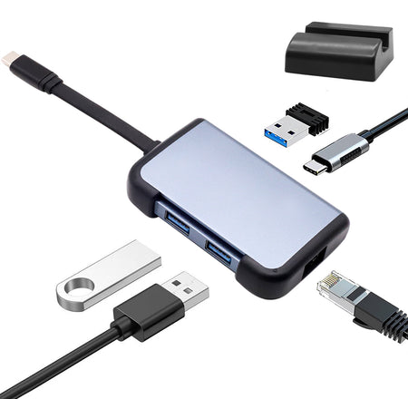 Verilux® USB C Hub,Type C Hub,10/100/1000Mbps Aluminum USB Ethernet Adapter with RJ45 Network LAN Port and 3 USB 3.0 Ports