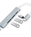 Verilux USB C Hub,4-in-1 Type C Hub,with 1 USB 3.0, 2 USB 2.0 Ports for Laptop and Other Type-C Devices,Compatible with Windows 10.8.7, Vista, XP, Mac 10.4.6-Grey(Don't Support Mac M1 System)