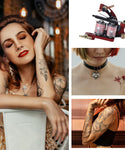 Verilux Complete Tattoo Kit 2 Tattoo Machines Power Supply System (Red, THREE PIN US PLUG)