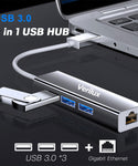 Verilux USB Hub,USB Hub for Laptop, 1000Mbps USB Ethernet Adapter with 3 USB 3.0 Ports and RJ45 LAN Port Compatible with MacBook Air/Pro 13/15,for Chromebook and More USB Supported Devices