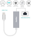 Verilux USB C Hub,Type C Hub,10/100Mbps Aluminum USB Ethernet Adapter with RJ45 Network LAN Port and 3 USB 3.0 Ports for PC, MacBook, Mac Pro, Mac Mini, iMac, Surface Pro, XPS, PC, Flash Drive