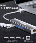 Verilux USB Hub,USB Hub for Laptop, 10/100Mbps USB Ethernet Adapter with 3 USB 3.0 Ports and RJ45 LAN Port Compatible with MacBook Air/Pro 13/15,for Chromebook and More USB Supported Devices