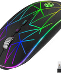 Verilux Wireless Mute Mouse Optical Mouse Adjustable 800/1200/1600 DPI USB 2.4GHz Connectivity with 5 Buttons and Plug N Play Feature RGB Backlit LED for Laptop PC,Mac,Ipad(Black)