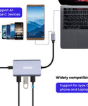 Verilux® USB C Hub Multiport Adapter- 6 in 1 Portable Aluminum Type C Hub with TF/Micro SD Card Slot,3 USB 3.0 Ports,DC 5V Charging Port Compatible