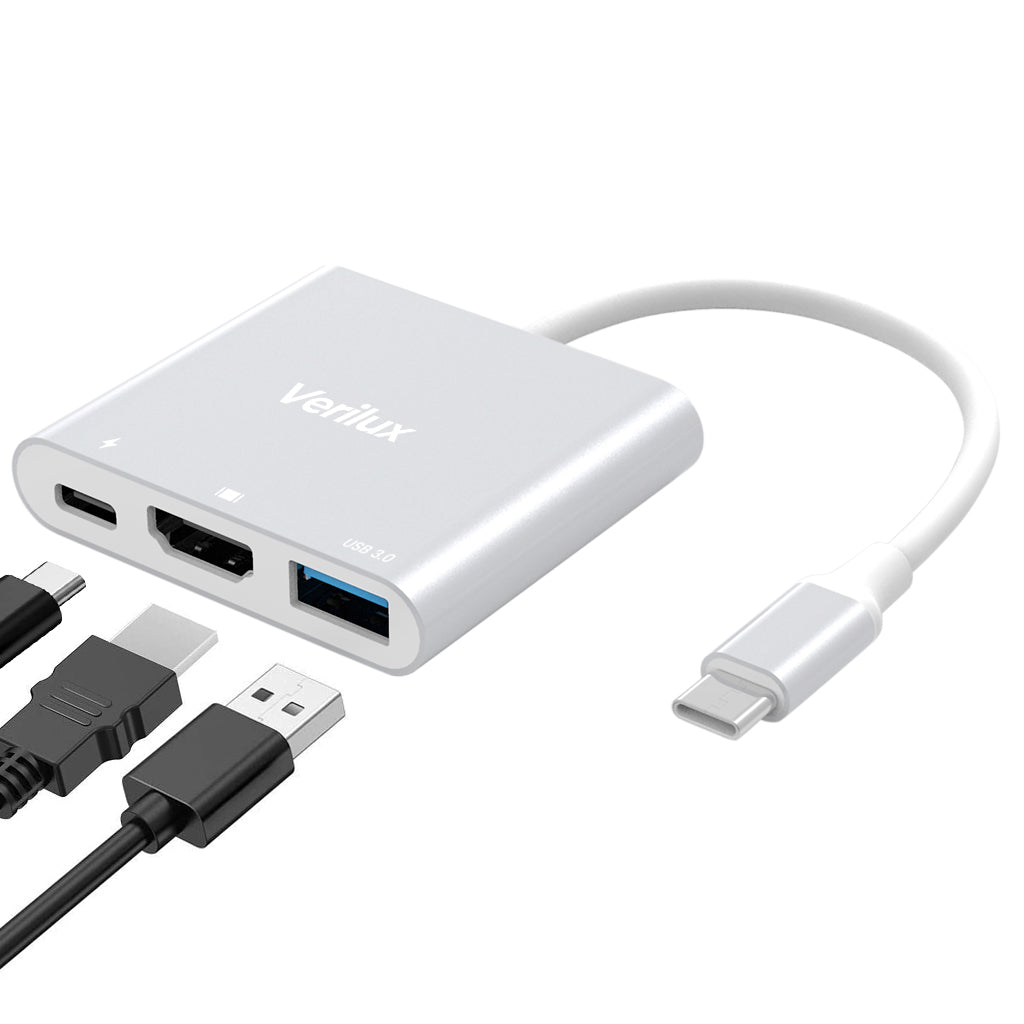 Verilux® USB C Hub,USB C to HDMI Adapter, 3 in 1 USB Type C Hub with USB C PD Port, HD 4k@30HZ HDMI, USB3.0 Port Compatible