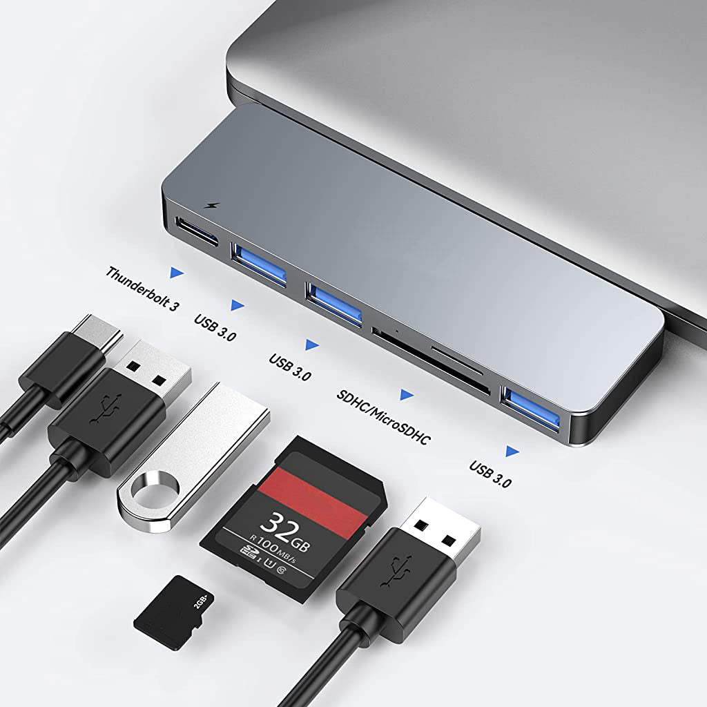 Verilux USB C Hub, 6 in 1 Hub for MacBook,USB C Hub with Thunderbolt 3, USB 3.0 Ports, SD/TF Card Reader, MacBook Adapter Compatible with MacBook Pro 2016-2021, MacBook Air M1 2018-2020